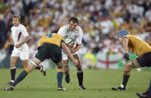 Martin Johnson takes the ball into contact during the 2003 World Cup Final Martin Johnson takes the ball into contact during the 2003 World Cup Final