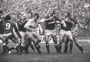 Nigel Horton and Fran Cotton clash with Wales forwards - 1975 Five Nations Nigel Horton and Fran Cotton clash with Wales forwards - 1975 Five Nations