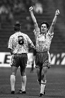 Norwichs Ian Culverhouse celebrates victory against Bayern Munich + Norwichs Ian Culverhouse celebrates victory against Bayern Munich +