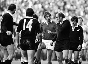 Referee Norman Sanson has a word with All Black John Spiers at Twickenham in 1979 Referee Norman Sanson has a word with All Black John Spiers at Twickenham in 1979
