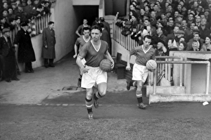 Roger Byrne leads Manchester United out at Old Trafford in 1955 Roger Byrne leads Manchester United out at Old Trafford in 1955