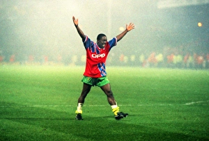 Ruel Fox celebrates after Norwich Citys victory over Bayern Munich in the 1993/4 UEFA Cup Ruel Fox celebrates after Norwich Citys victory over Bayern Munich in the 1993/4 UEFA Cup