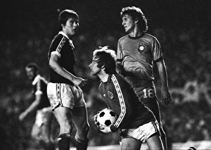 Scotland goalkeeper Alan Rough gather the ball frokm Brazils Zico in 1977 Scotland goalkeeper Alan Rough gather the ball frokm Brazils Zico in 1977
