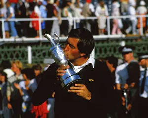 Seve Ballesteros kisses the Claret Jug Trophy 1984 Seve Ballesteros kisses the Claret Jug Trophy 1984