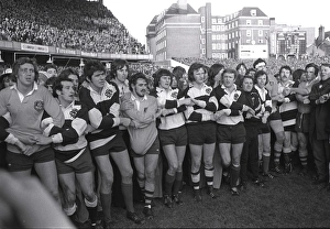 The two sides link hands at the end of the match after the Barbarians defeat The two sides link hands at the end of the match after the Barbarians defeat