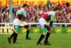 Images Dated 2nd May 1992: Simon Halliday and Will Carling of Harlequins - 1992 Pilkington Cup semi-final