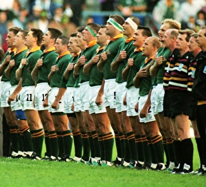 South Africa line-up before the opening game of the 1995 Rugby World Cup South Africa line-up before the opening game of the 1995 Rugby World Cup