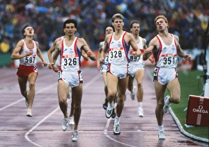 Three Spitfires coming out of the sun to complete a clean sweep for Britain in the 800m final at the 1986 European Three Spitfires coming out of the sun to complete a clean sweep for Britain in the 800m final at the 1986 European