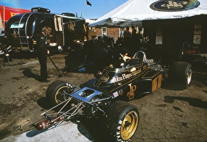 The Team Lotus garage at the 1973 British Grand Prix The Team Lotus garage at the 1973 British Grand Prix