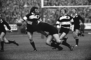 Tom David passes the ball for the Barbarians in the build-up to Gareth Edwards famous try against the All Blacks in Tom David passes the ball for the Barbarians in the build-up to Gareth Edwards famous try against the All Blacks in