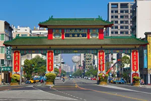 Chinese Paifang gate on Qixian 3rd Road, Kaohsiung City, Taiwan Chinese Paifang gate on Qixian 3rd Road, Kaohsiung City, Taiwan