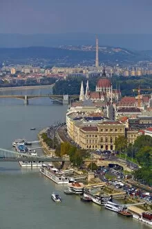 Hungary Collection: The Hungarian Parliament Building, the Orszaghaz, and the River Danube in Budapest