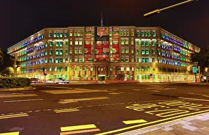 Rainbow coloured lights in the windows of the Old Hill Street Police Station housing the Ministry of Communications Rainbow coloured lights in the windows of the Old Hill Street Police Station housing the Ministry of Communications