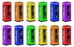 Red and Rainbow coloured London Telephone Boxes Red and Rainbow coloured London Telephone Boxes