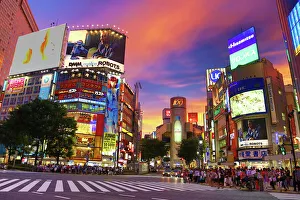 Shibuya pedestrian crossing intersection & lights, Tokyo, Japan Shibuya pedestrian crossing intersection & lights, Tokyo, Japan