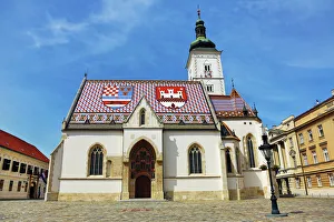 St. Marks Church with city arms on roof, Zagreb, Croatia St. Marks Church with city arms on roof, Zagreb, Croatia