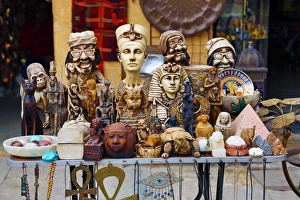 Street scene with shops selling tourist souvenirs in Cairo, Egypt Street scene with shops selling tourist souvenirs in Cairo, Egypt
