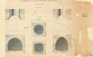 Brunel Prints: Bristol and Gloucester Railway Print - Wickwar Tunnel Transverse Sections 1841