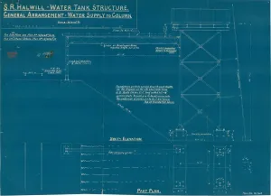 British Railway Heritage Sites Prints: S. R. Halwill Junction Water Tank Structure. General Arrangement - Water Supply to Column
