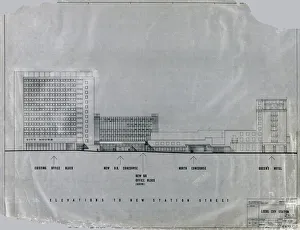 Leeds City Station. British Railways. Leeds City Station Elevations to New Station Street Leeds City Station. British Railways. Leeds City Station Elevations to New Station Street