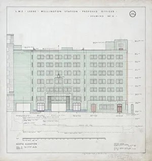 LMS Leeds Wellington Station Proposed Offices. London Midland & Scottish Railway LMS Leeds Wellington Station Proposed Offices. London Midland & Scottish Railway