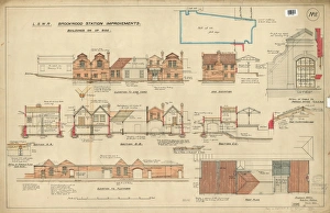 Train Prints: Brookwood Station Up Side Buildings Print [1903]