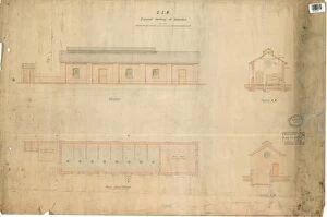 Images Dated 16th October 2014: S. E. R Proposed Stabling at Aldershot - Elevation, Plan and Sections [N. D. ]