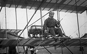 Belgian aviator, Joseph Christianes on his Henry Farman biplane Belgian aviator, Joseph Christianes on his Henry Farman biplane