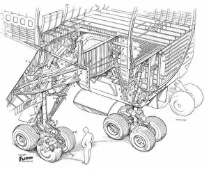 Boeing 747 Collection: Boeing 747-100 Undercarriage Cutaway Drawing