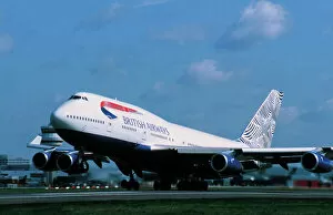 Boeing 747 Collection: Boeing 747-400 British Airways taking-off at Gatwick Airport UK