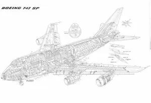 Boeing 747 Collection: Boeing 747 SP Cutaway Drawing