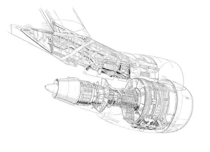 Boing/General Electric 747 Pylon and GE CF6 Cutaway Drawing Boing/General Electric 747 Pylon and GE CF6 Cutaway Drawing