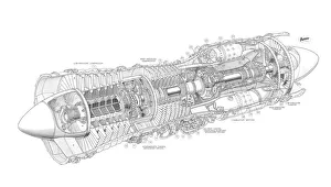Cutaways/aeroengines jet cutaways/bristol olympus turbine cutaway drawing Cutaways/aeroengines jet cutaways/bristol olympus turbine cutaway drawing