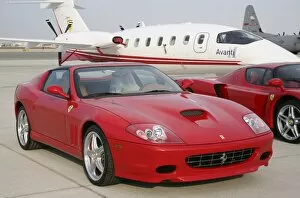 Images Dated 19th November 2005: Ferraris Piaggio Avanti and cars at Dubai Airshow 2005