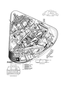 Nasa Apollo Command Module Cutaway Drawing Print