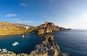 Acropolis of Lindos & Harbour, Lindos, Rhodes, Greece Acropolis of Lindos & Harbour, Lindos, Rhodes, Greece