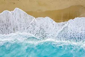 Aerial view of beach and waves. Lefkada, Ionian Islands region, Greece Aerial view of beach and waves. Lefkada, Ionian Islands region, Greece