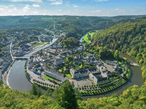 Luxembourg Collection: Aerial view at Bouillon with river Semois and castle, Ardennes, Wallonia, Province Luxembourg
