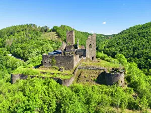 Luxembourg Collection: Aerial view at Brandenbourg castle, Tandel-Brandenbourg, canton Vianden, Luxembourg