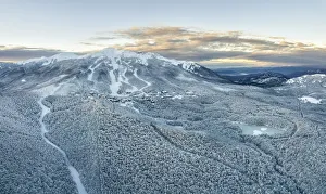 aerial view of Cerreto Laghi in winter time after a snowing, municipality of Ventasso aerial view of Cerreto Laghi in winter time after a snowing, municipality of Ventasso