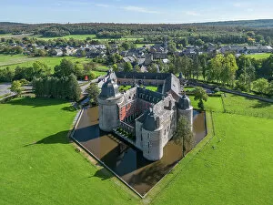 Belgium Collection: Aerial view at Chateau de Lavaux-Sainte-Anne near Rochefort, Ardennes, Wallonia, Province Namur