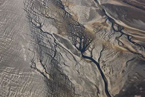 Aerial view of dried river estuary or delta, Markarfljot, SW Iceland Aerial view of dried river estuary or delta, Markarfljot, SW Iceland