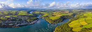 Aerial view over Fowey, Cornwall, England Aerial view over Fowey, Cornwall, England