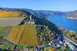 Germany Collection: Aerial view at the Furstenberg castle, Oberdiebach, Rhine valley, Rhineland-Palatinate, Germany