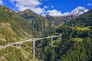 Aerial view on Ganter bridge of Simplon pass road, Valais, Switzerland Aerial view on Ganter bridge of Simplon pass road, Valais, Switzerland
