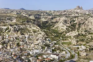 Aerial view of Goreme with the Rock Castle of Uchisar, Cappadocia, Anatolia, Turkey Aerial view of Goreme with the Rock Castle of Uchisar, Cappadocia, Anatolia, Turkey