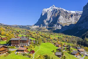 Aerial view on Grindelwald and Wetterhorn, Berner Oberland, Switzerland Aerial view on Grindelwald and Wetterhorn, Berner Oberland, Switzerland