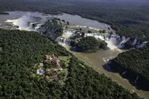 Images Dated 7th March 2016: Aerial view over Iguacu Falls, Iguacu (Iguazu) National Park, Brazil