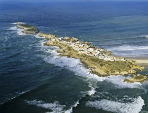 Portugal Collection: Aerial view of the island of Baleal, near Peniche, on the Atlantic coastline of Portugal