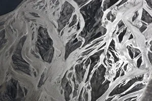 Aerial view of Markarfljot river delta or estuary, SW Iceland Aerial view of Markarfljot river delta or estuary, SW Iceland